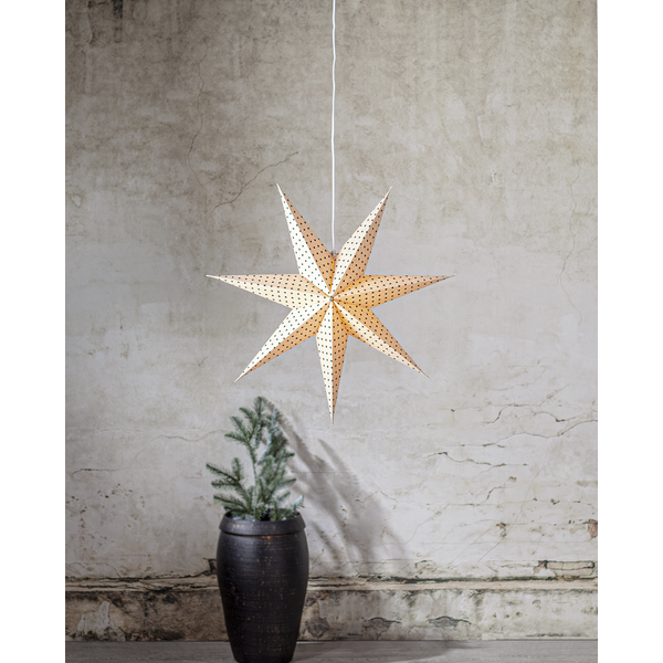 Adventsstjärna Pappersstjärna Cotton prickar 60 cm grön/beige