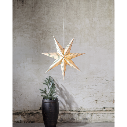 Adventsstjärna Pappersstjärna Cotton prickar 60 cm röd/beige