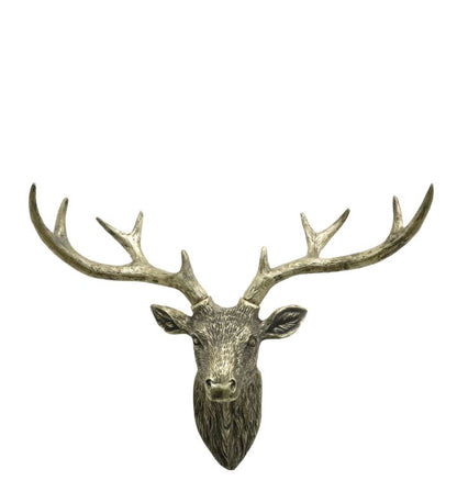 Väggdekoration Hjort till vägg H40/L50/Ø19 cm antik mässing