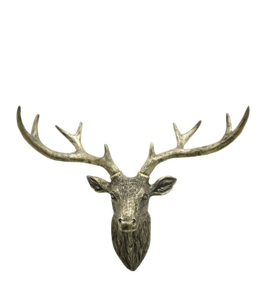Väggdekoration Hjort till vägg H40/L50/Ø19 cm antik mässing