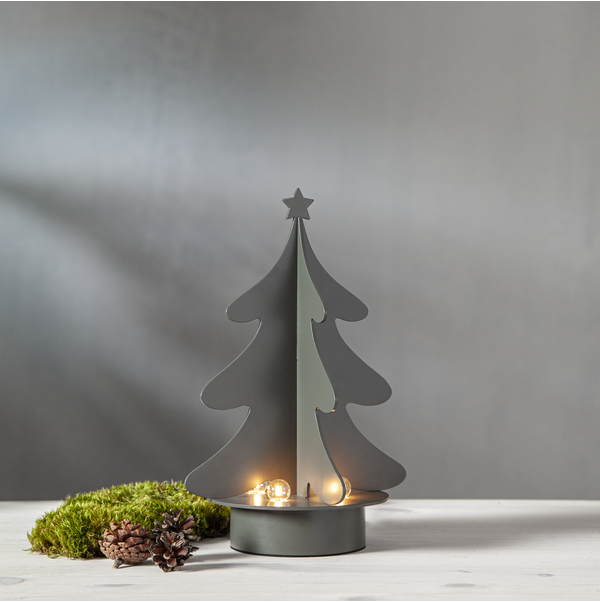 Adventsljusstake Julgran Grågrön 31 cm