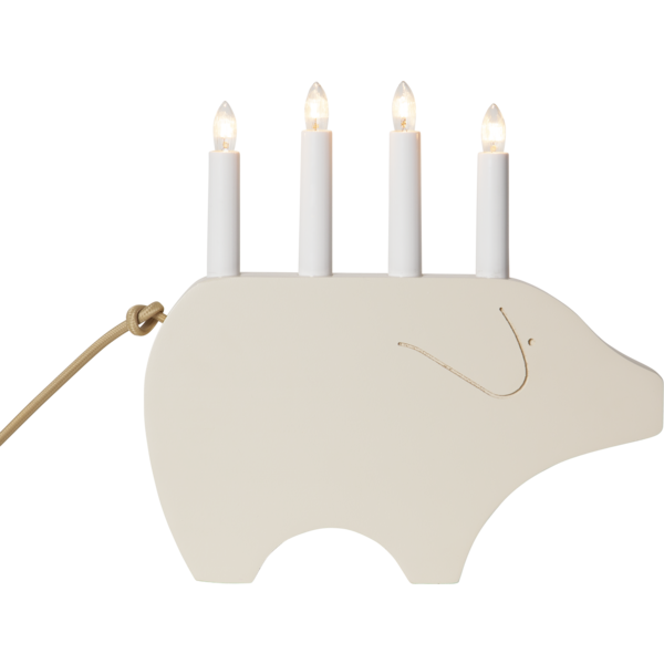 Adventsljusstake Julgris 28,5 cm Vit