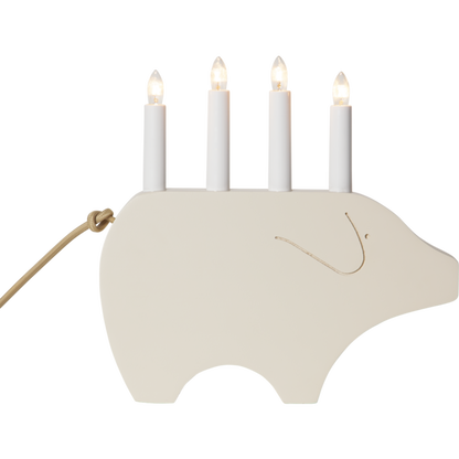 Adventsljusstake Julgris 28,5 cm Vit