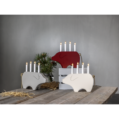 Adventsljusstake Julgris 28,5 cm Vit