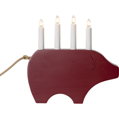 Adventsljusstake Julgris 28,5 cm Röd