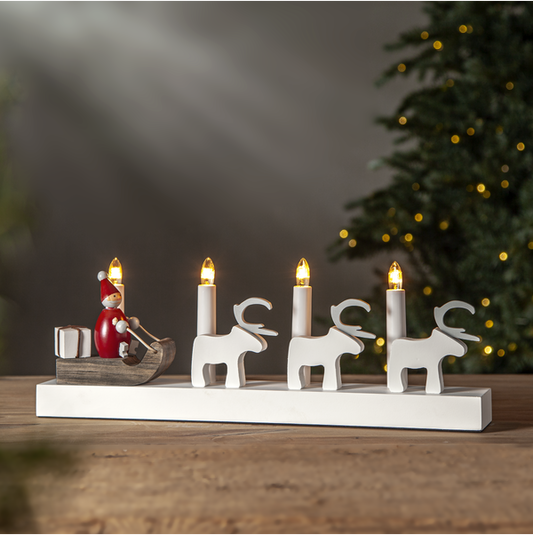 Adventsljusstake Tomten på släde 43 cm