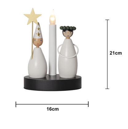 Adventsljusstake Lucia och Stjärngosse 16x10x21 cm