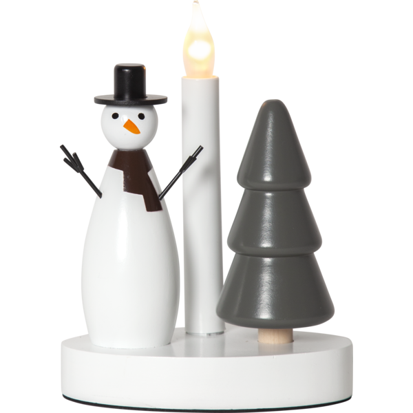 Adventsljusstake Snögubbe och gran 16x10x21 cm