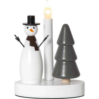 Adventsljusstake Snögubbe och gran 16x10x21 cm
