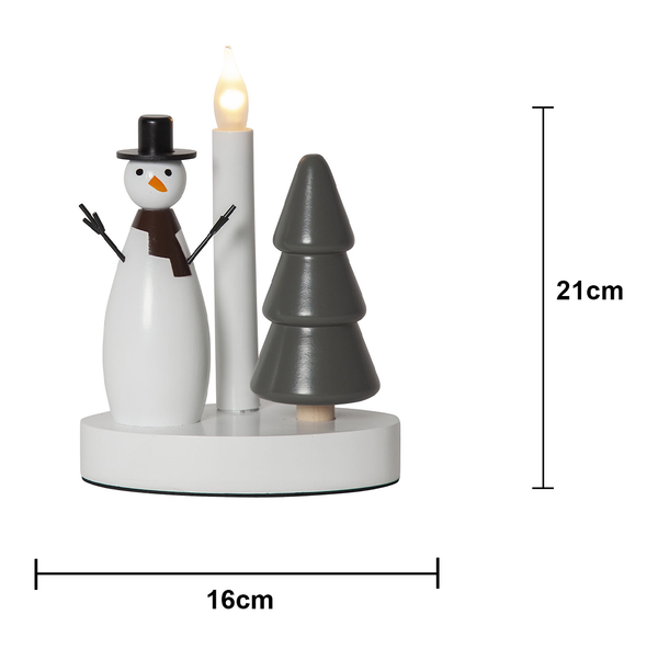 Adventsljusstake Snögubbe och gran 16x10x21 cm