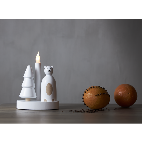 Adventsljusstake Isbjörn och gran 16x10x21 cm