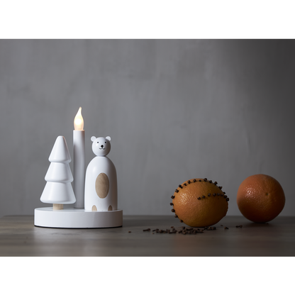 Adventsljusstake Isbjörn och gran 16x10x21 cm