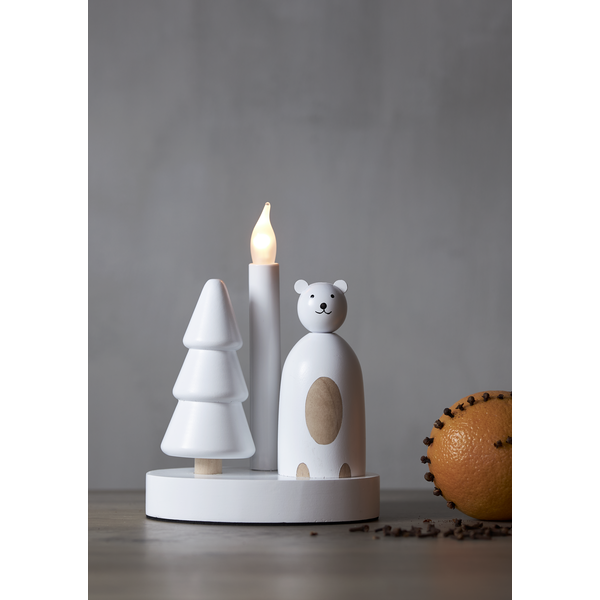 Adventsljusstake Isbjörn och gran 16x10x21 cm