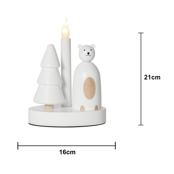Adventsljusstake Isbjörn och gran 16x10x21 cm