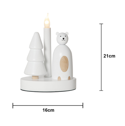 Adventsljusstake Isbjörn och gran 16x10x21 cm