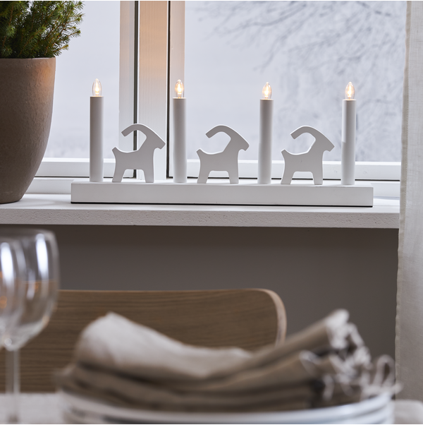 Adventsljusstake Bruse 43x7x17,5 cm Vit