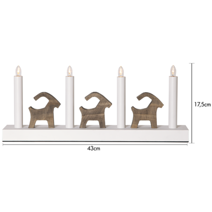 Adventsljusstake Bruse 43x7x17,5 cm Vit/brun