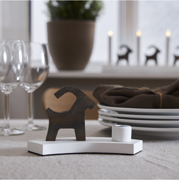 Julljusstake Bock 18x10x6,5 cm Vit/Natur