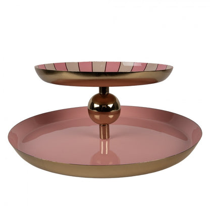 Dekorativt Fat Våningsfat Ø 30x11 cm Rosa Metall