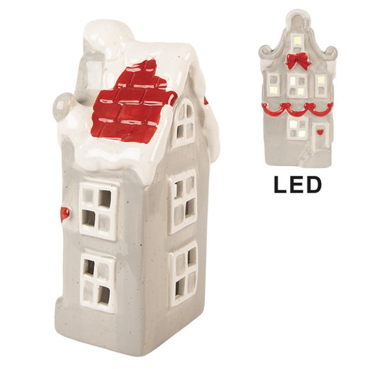 Belysning Jul Hus med LED 11x9x22 Grå keramik