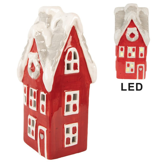 Belysning Jul Hus med LED 11x10x24 cm Röd keramik