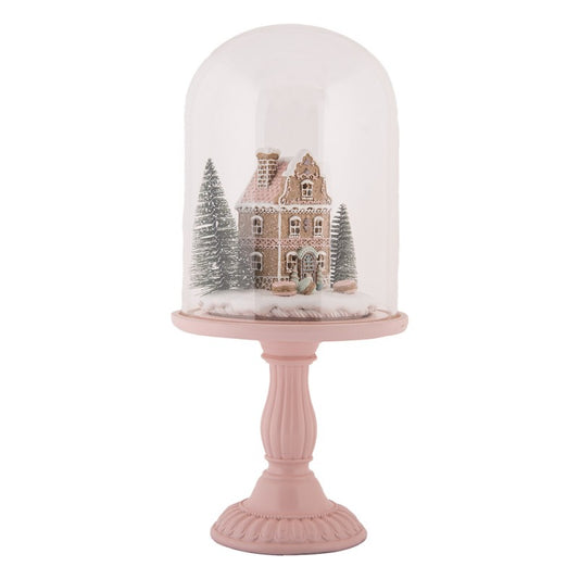 Juldekoration Inomhus Glasklocka By med LED-belysning Ø 17x36 cm Rosa