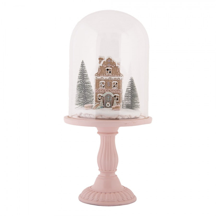Juldekoration Inomhus Glasklocka By med LED-belysning Ø 17x36 cm Rosa