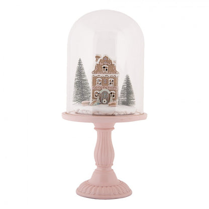 Juldekoration Inomhus Glasklocka By med LED-belysning Ø 17x36 cm Rosa