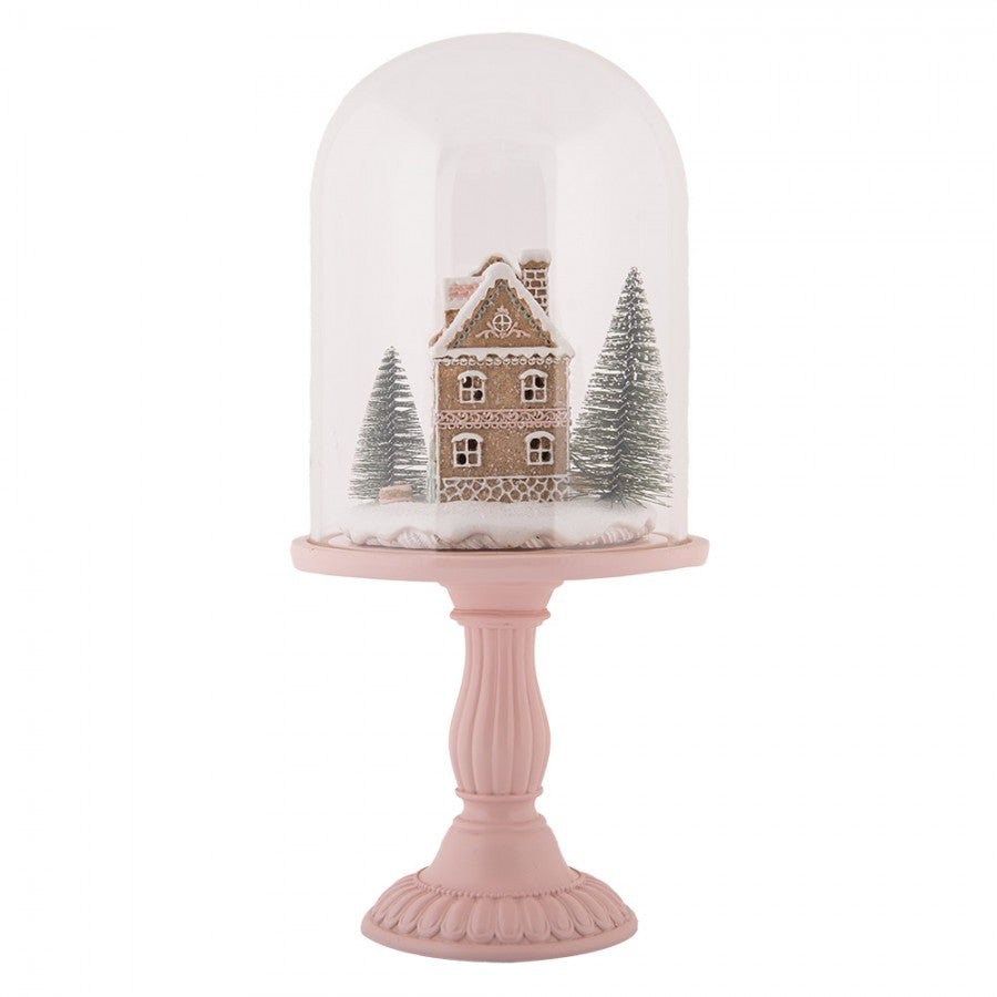 Juldekoration Inomhus Glasklocka By med LED-belysning Ø 17x36 cm Rosa