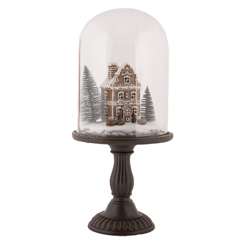 Juldekoration Inomhus Glasklocka By med LED-belysning Ø 17x36 cm Brun