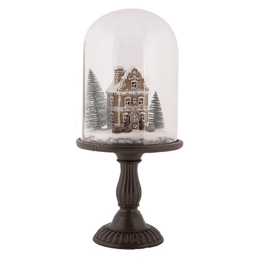 Juldekoration Inomhus Glasklocka By med LED-belysning Ø 17x36 cm Brun