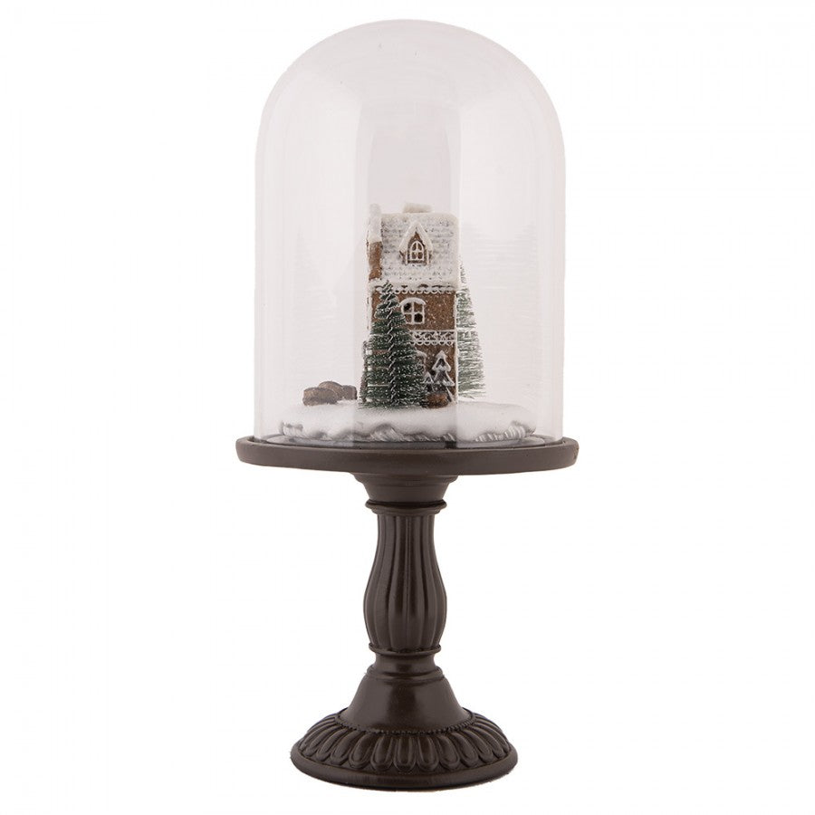 Juldekoration Inomhus Glasklocka By med LED-belysning Ø 17x36 cm Brun