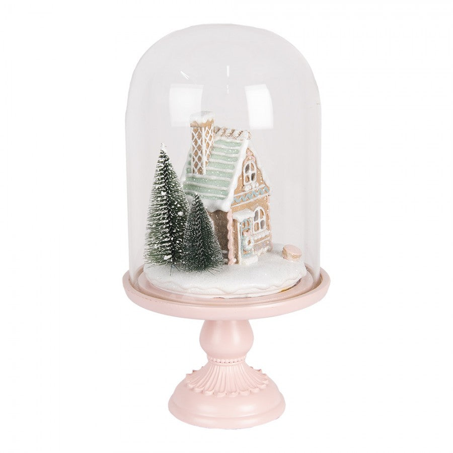 Juldekoration Inomhus Glasklocka By med LED-belysning Ø 17x30 cm Pastell