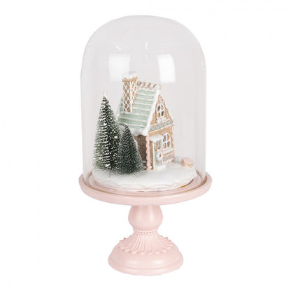 Juldekoration Inomhus Glasklocka By med LED-belysning Ø 17x30 cm Pastell