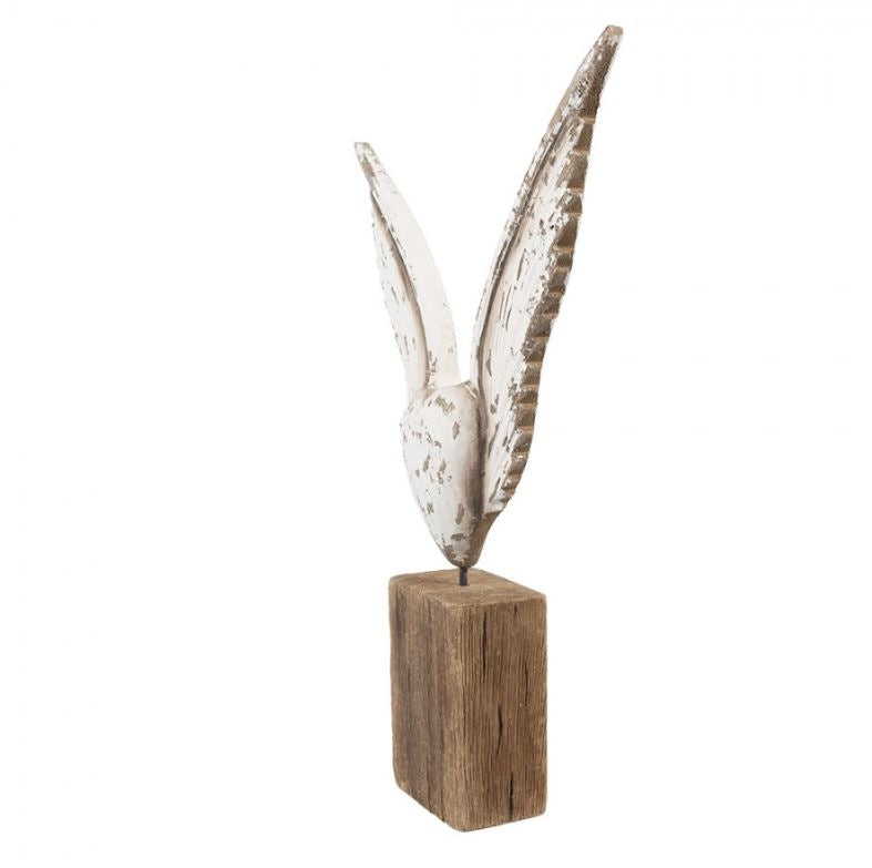 Dekoration figur med vingar 26x5x33 cm Vit Brun Trä