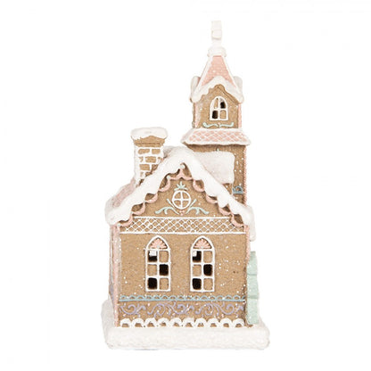 Belysning Jul Pepparkakskyrka med LED 14x12x23 cm Pastell