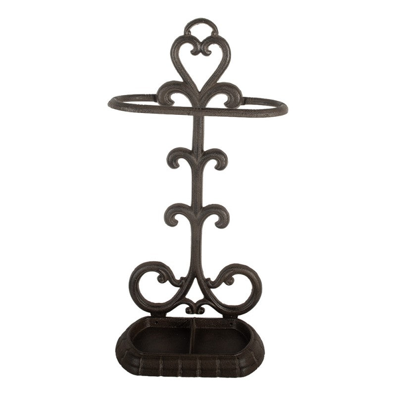 Paraplyställ 29x15x56 cm Brun Metall Hjärta