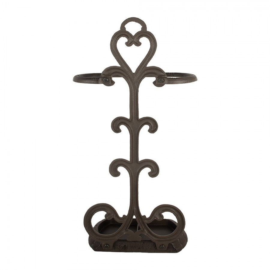 Paraplyställ 29x15x56 cm Brun Metall Hjärta