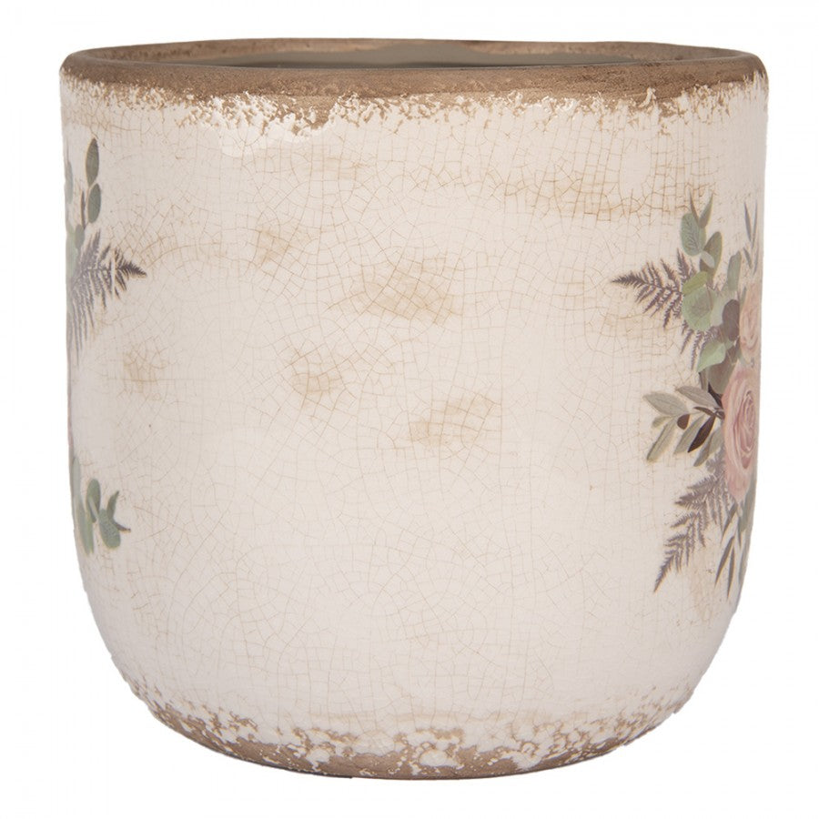 Blomkruka Vintage Ø 20x19 cm Beige Keramik blommor