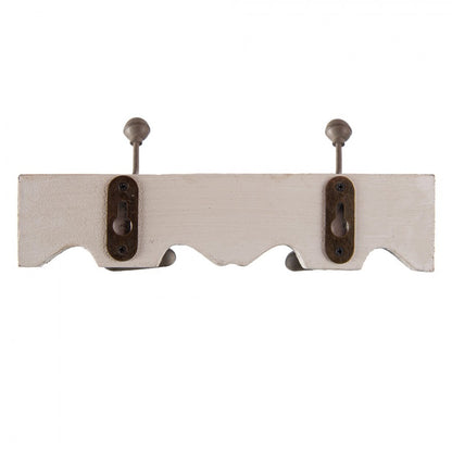 Klädhängare med 2 krokar 23x6x10 cm Vit trä metall