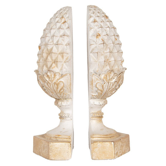 Bokstöd Set om 2 st 16x14x29 cm Beige Guld