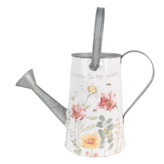 Utomhus Dekoration DIV. vattenkanna 36x17x25 cm Vit blommor metall