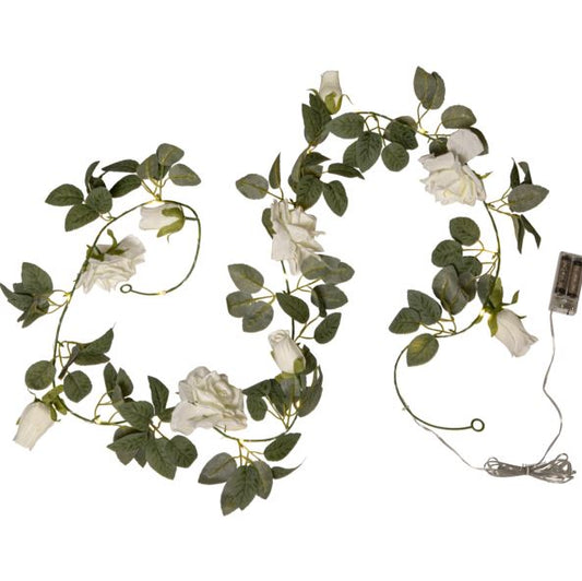 Div. belysning Ljusslinga rosor och blad 200 cm