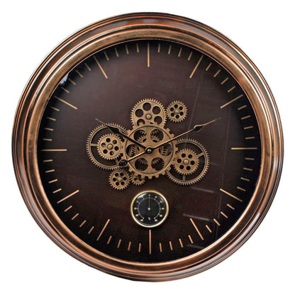 Väggklocka Budapest med termometer metall guld 58,5 cm