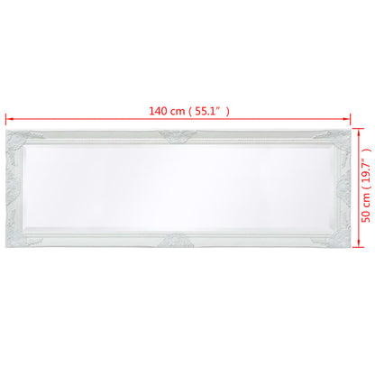 Väggspegel barockstil 140x50 cm vit
