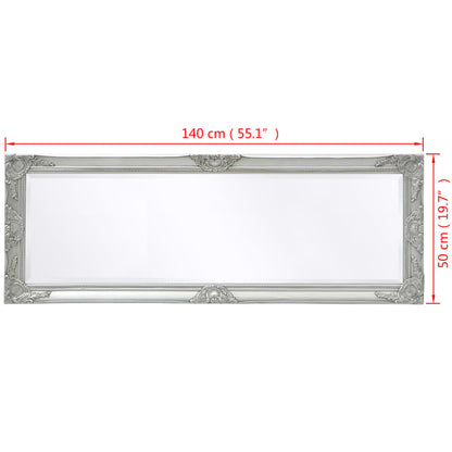 Väggspegel barockstil 140x50 cm silver