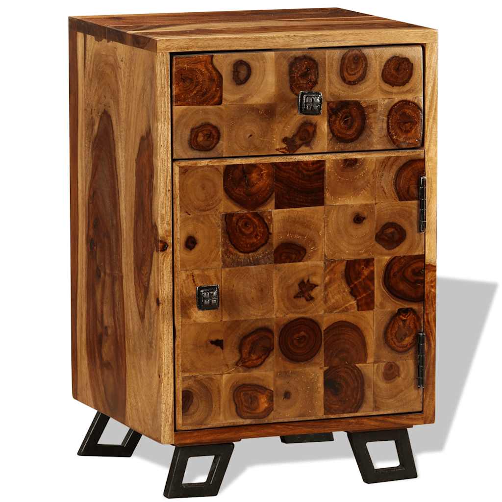 Sängbord massivt sheshamträ 37x30x54 cm