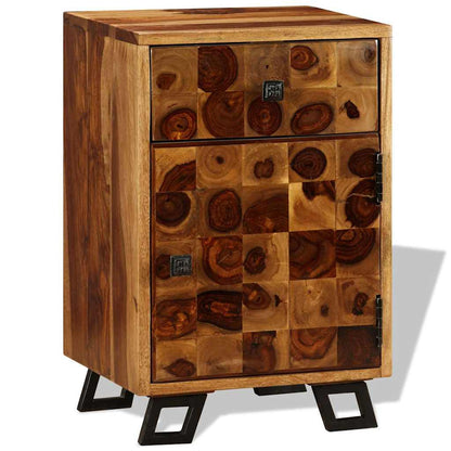 Sängbord massivt sheshamträ 37x30x54 cm
