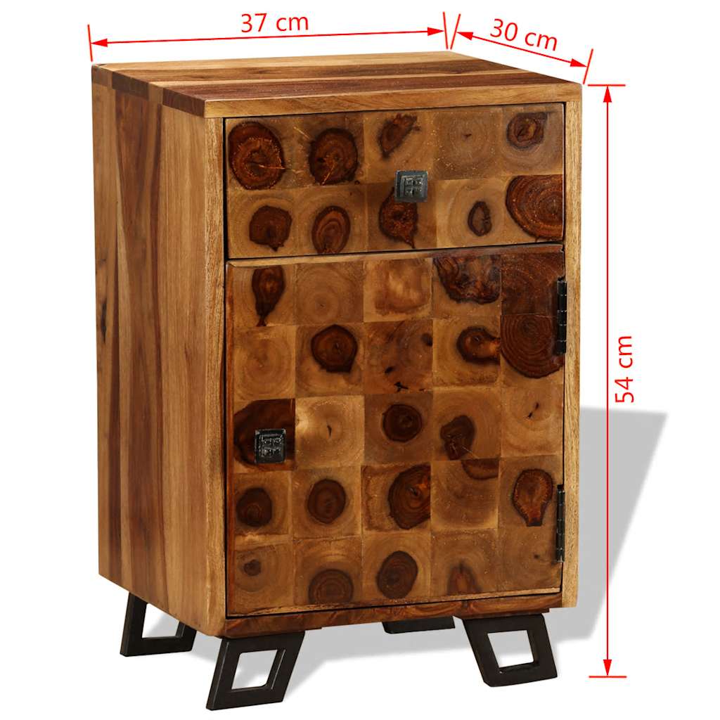 Sängbord massivt sheshamträ 37x30x54 cm