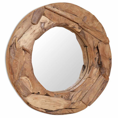 Väggspegel teak 60 cm rund
